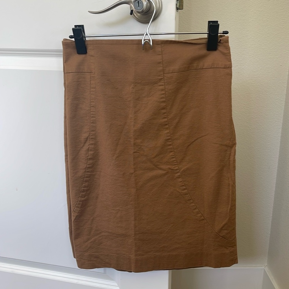 Linen camel pencil skirt